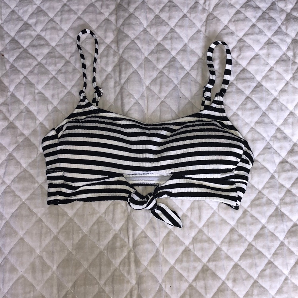 Striped Bikini Top With Tie